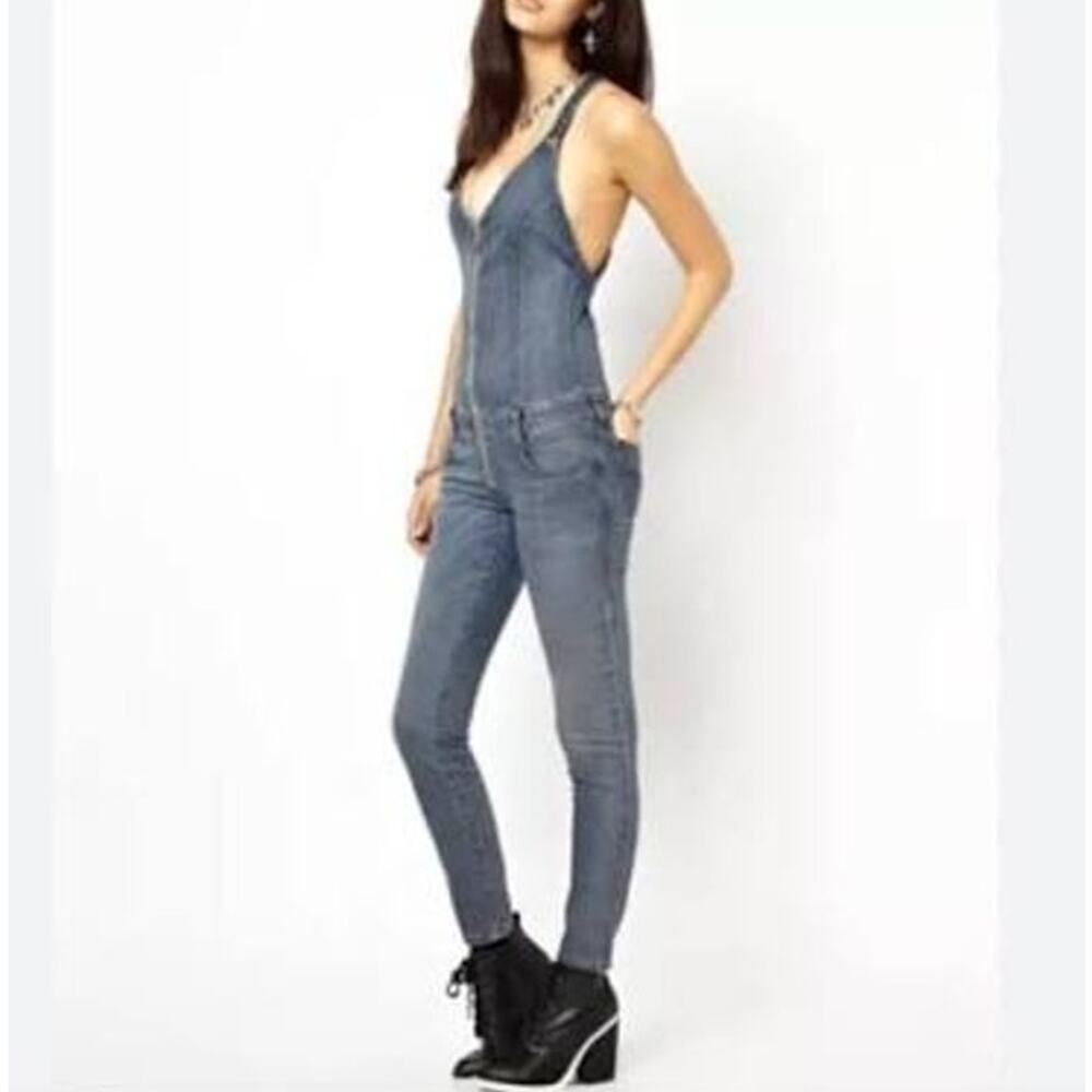 NWT $328 Diesel  Women's De-Chatty Denim Jumpsuit Overalls XXS
